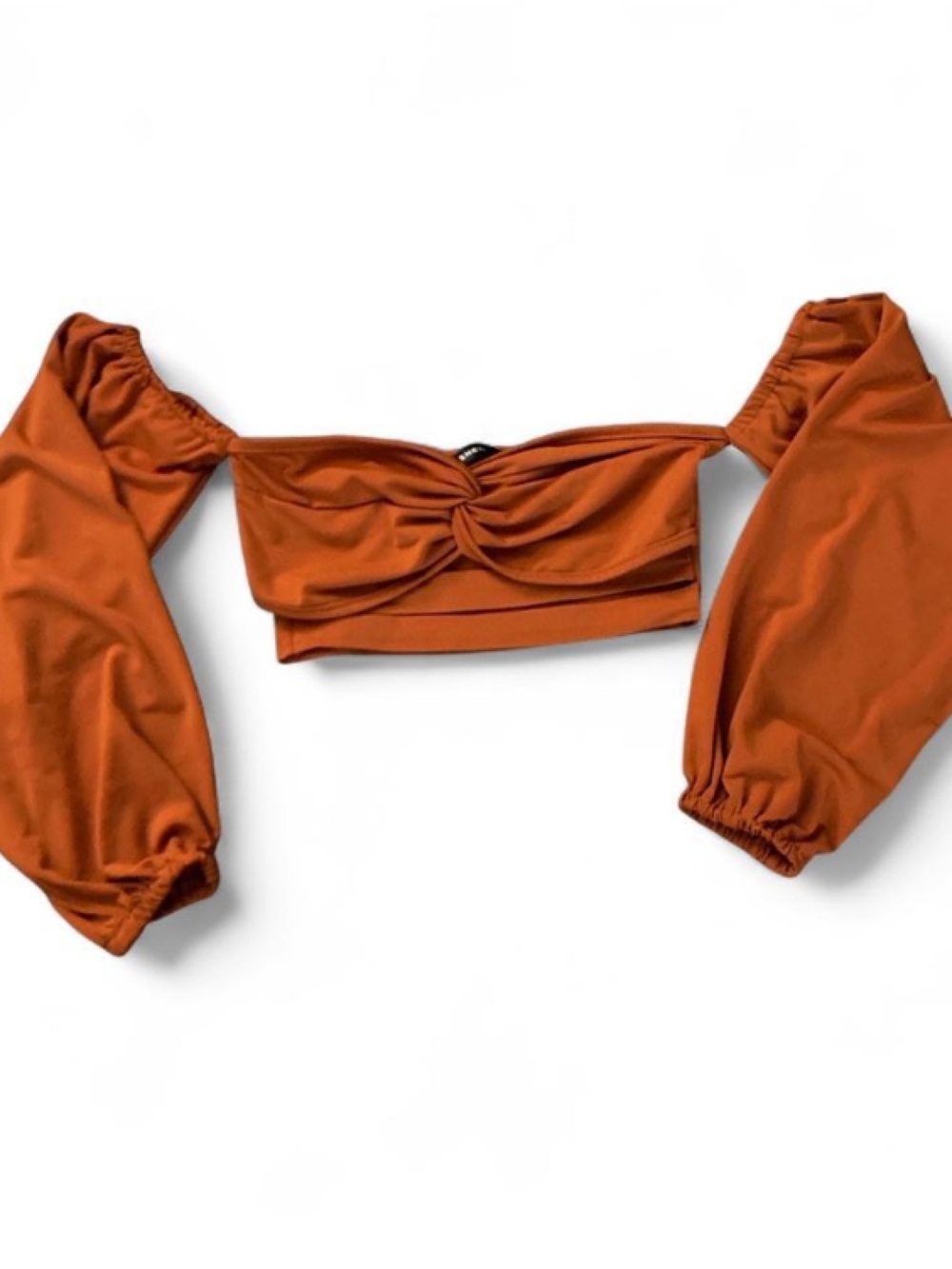 SHEIN Rust Orange Off-Shoulder Long Sleeve Crop Top